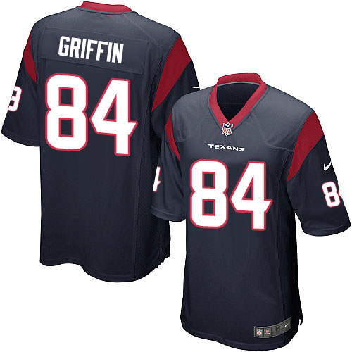 Youth Elite Ryan Griffin Nike Jersey Navy Blue Home - #84 NFL Houston Texans